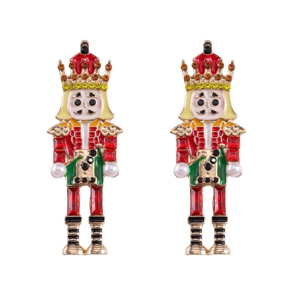 14k Nutcracker Christmas Earrings